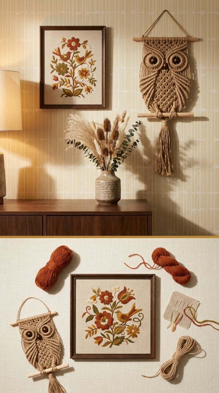 Crewel Embroidery Wall Art (or That Macramé Owl Everyone's Mother Made)