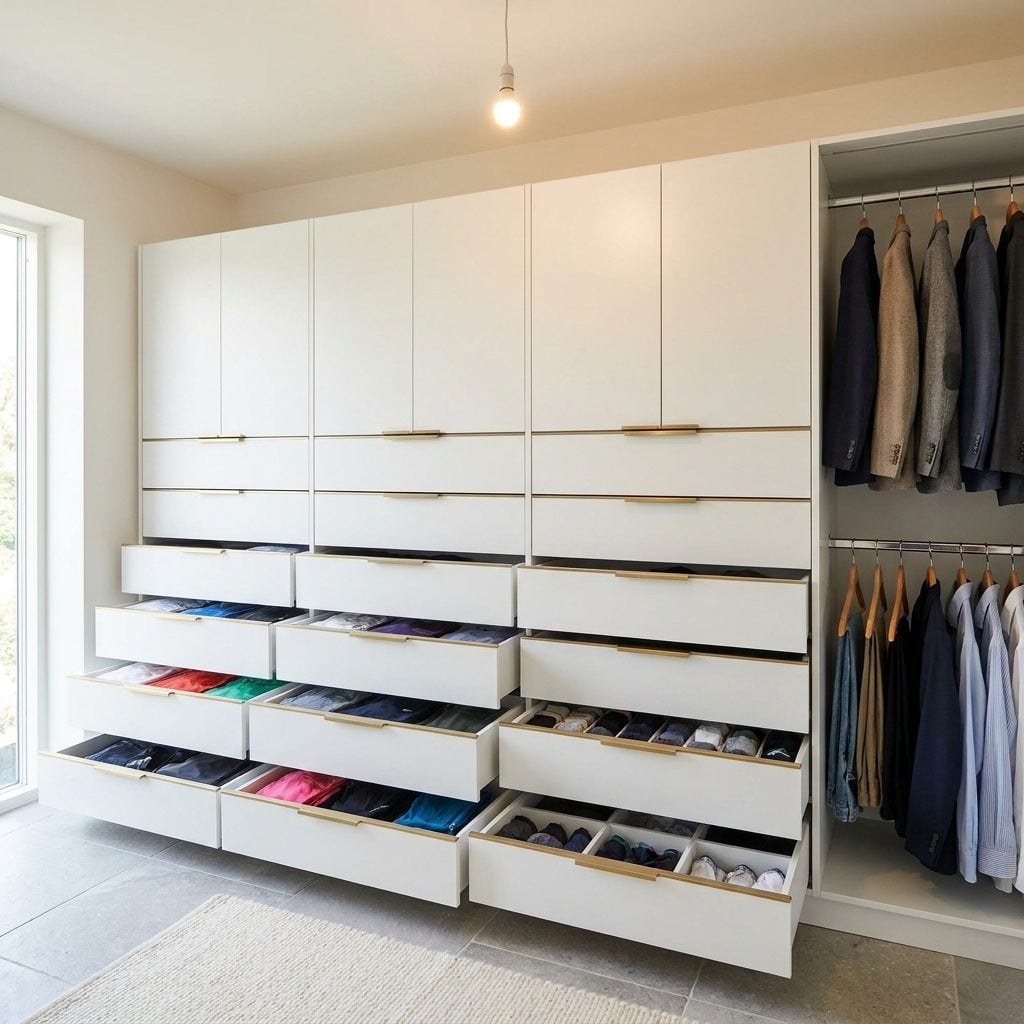 Designing the Entire Closet Around Hanging When Drawers Are Faster for 90% of Morning Tasks
