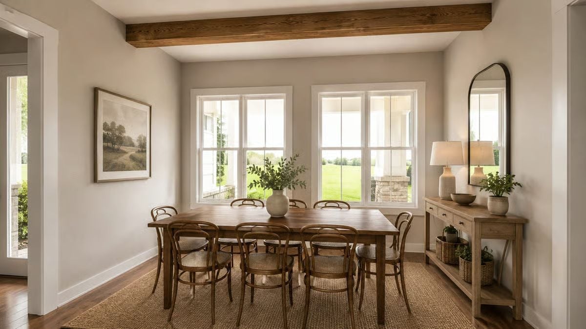 Bentwood Chairs and a Beam That Actually Earns Its Keep
