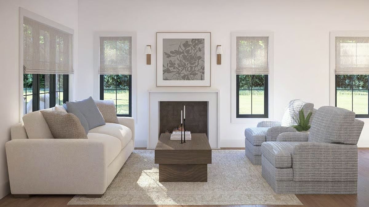 Cream Sofa, Fireplace, and Room Enough to Actually Breathe