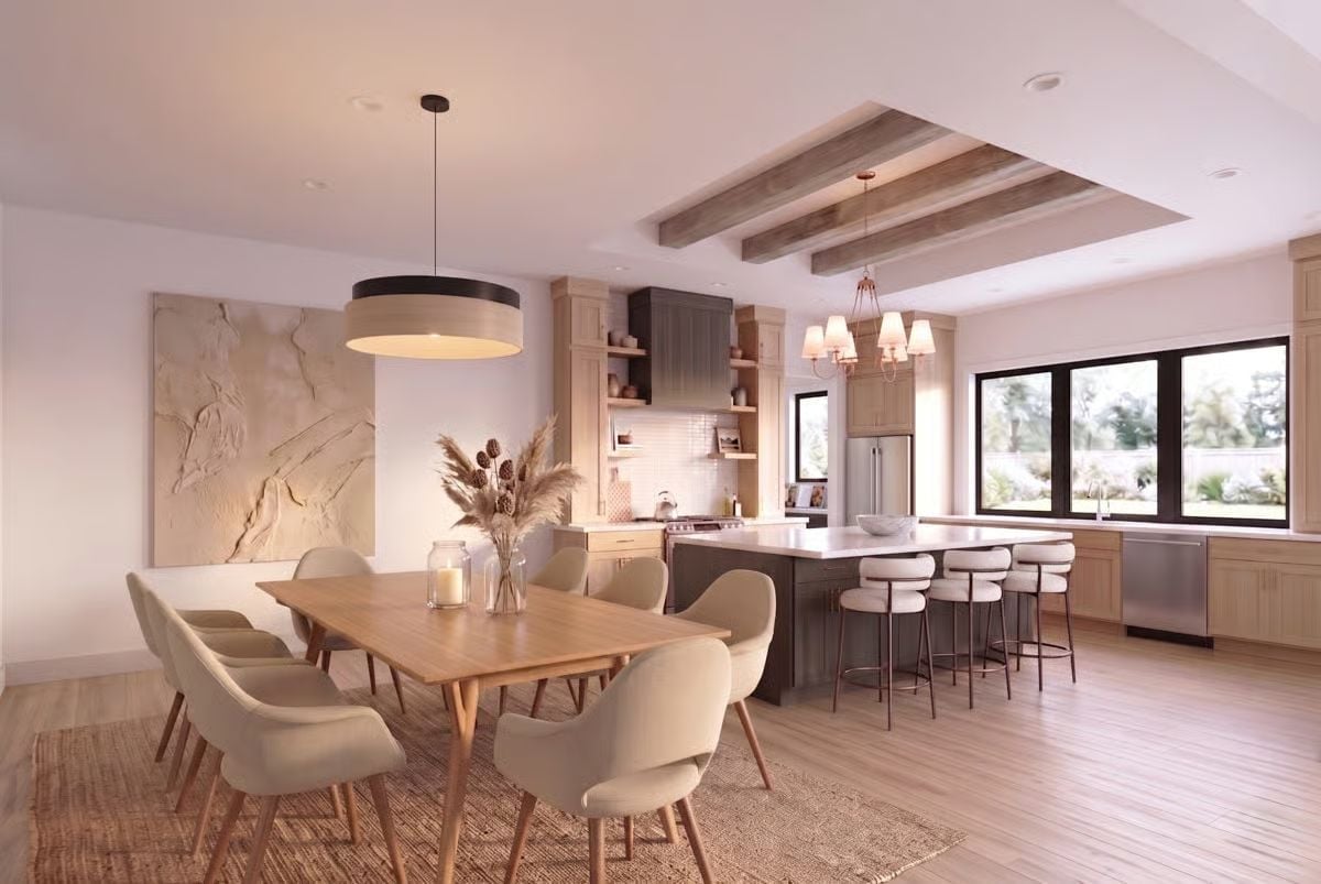 Exposed Ceiling Beams and a Kitchen Island That Earns Its Square Footage
