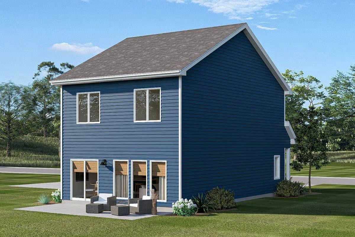 Navy Lap Siding and a Rear Patio That Actually Invites You Outside