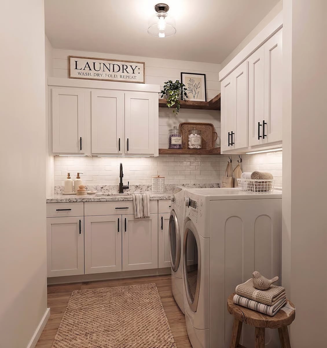 Shiplap, Open Shelves, and a Laundry Room That Actually Wants to Be Used