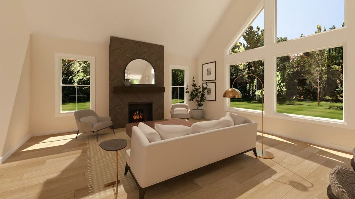 Vaulted Ceilings and a Herringbone Fireplace That Actually Earns the Attention