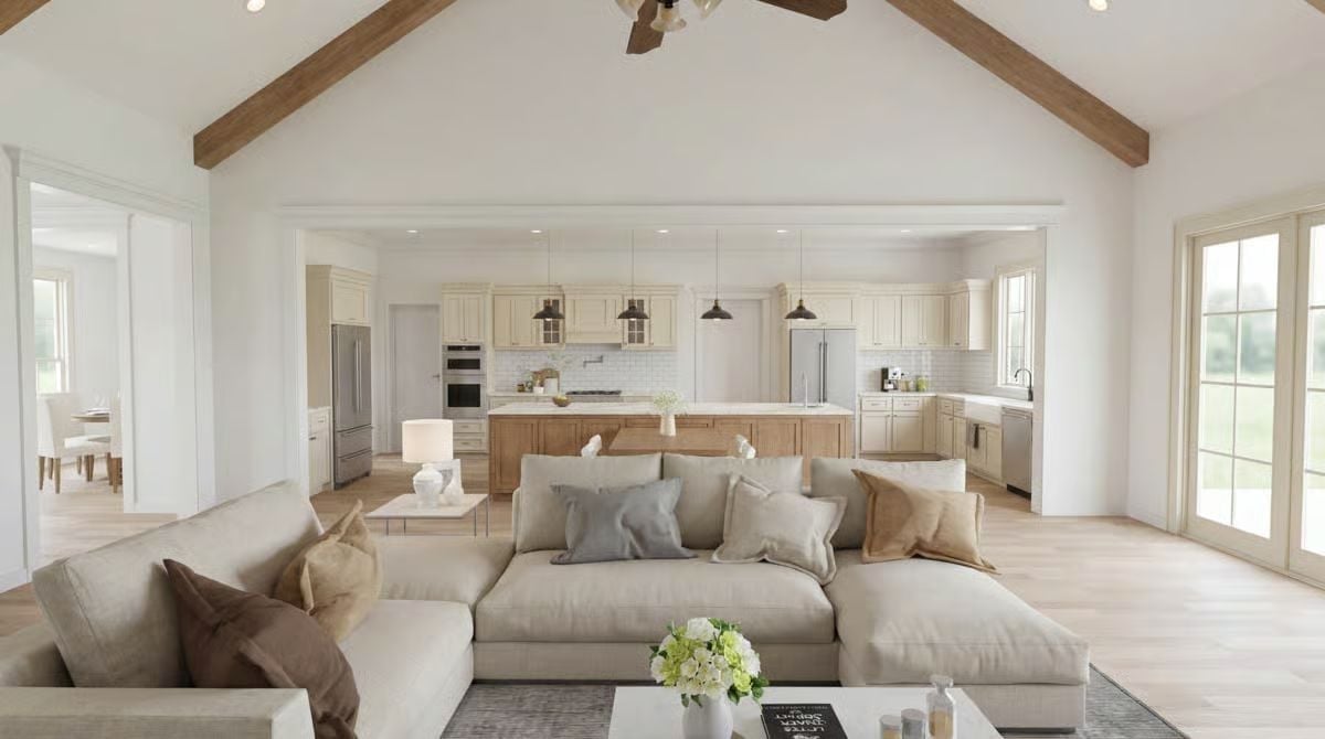 Vaulted Ceilings and an Open Kitchen Make This the Room Nobody Leaves