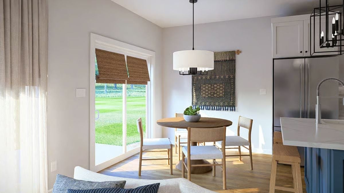 Woven Blinds, a Wall-Hung Rug, and Sliding Doors That Earn Their Keep