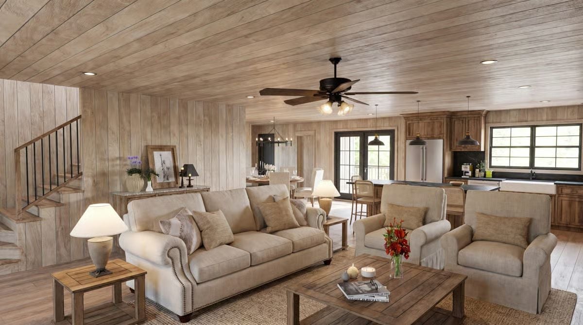 Shiplap Walls, Nail-Head Trim, and a Living Room That Earns Its Warmth