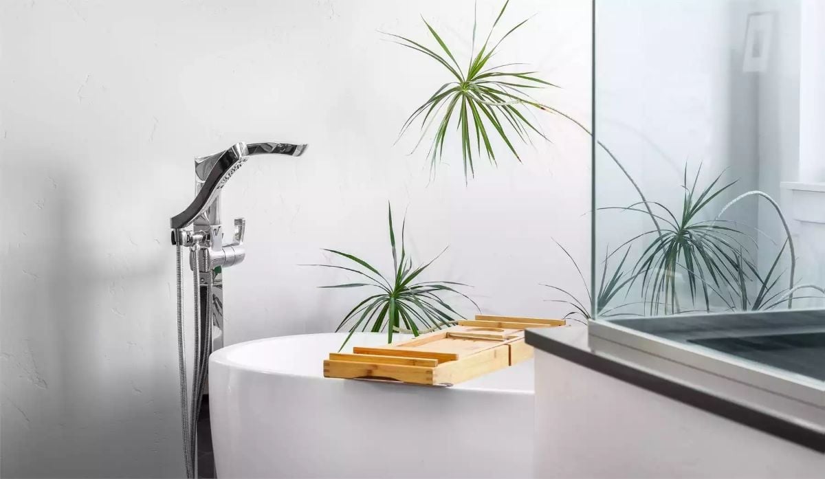 Freestanding Tub, Bamboo Caddy, and a Plant That Has No Business Looking That Good Indoors