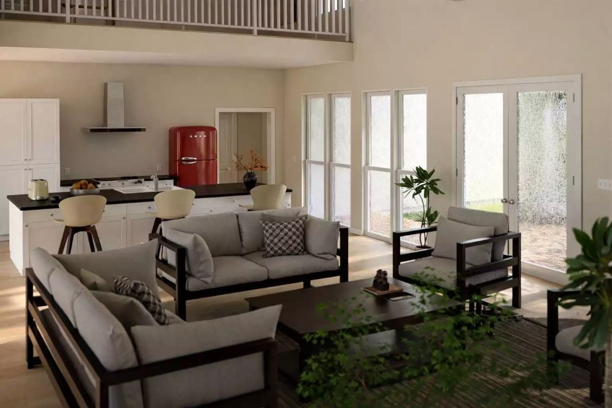 Open-Plan Living Where the Red Smeg Does All the Decorating