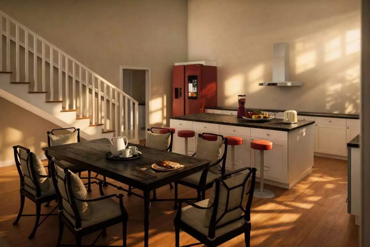 Warm Light, Dark Wood, and a Kitchen That Knows Its Role