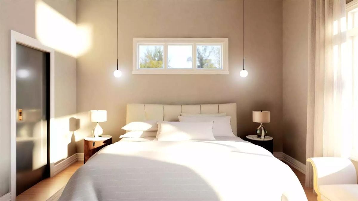 Pendant Lights Hung Low and a Window That Frames the Trees Just Right