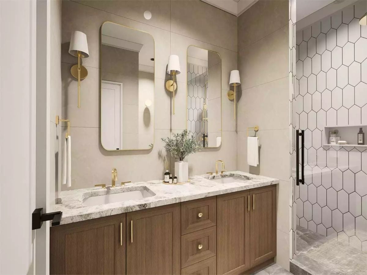Gold Fixtures and Wood Cabinetry That Know Exactly What They're Doing