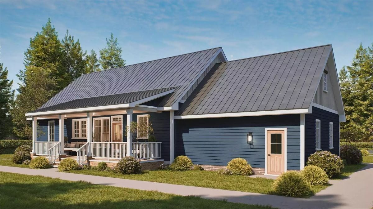 Navy Lap Siding and a Standing-Seam Roof That Earns Its Keep