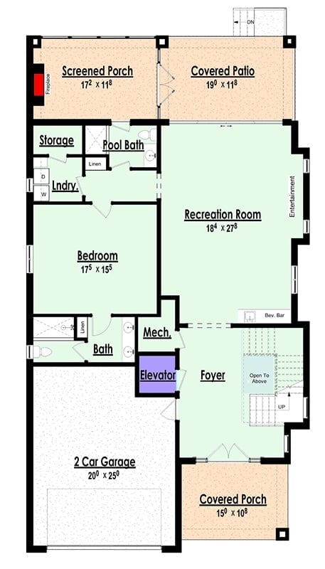 Floor Plan - Main Floor Harborcrest 6-Bedroom Coastal with Elevator and Recreation Room Designed for Families Who Make Their House the One Everyone Wants to Visit