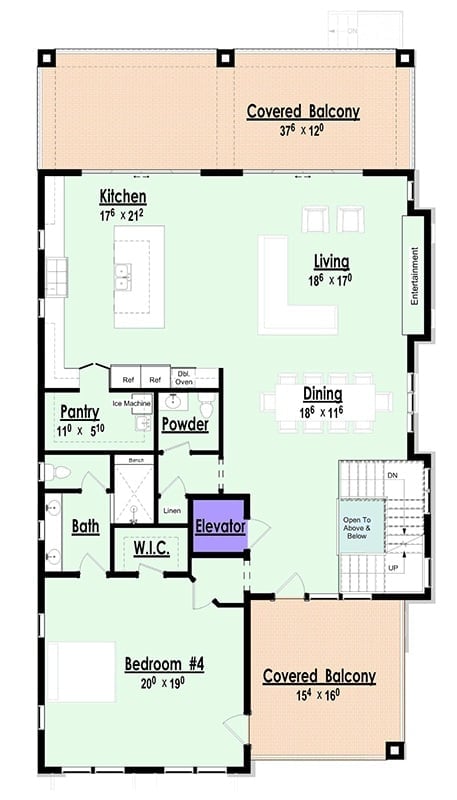 Floor Plan - Second Floor Harborcrest 6-Bedroom Coastal with Elevator and Recreation Room Designed for Families Who Make Their House the One Everyone Wants to Visit