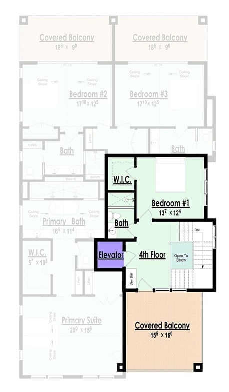 Floor Plan - Fourth Floor Harborcrest 6-Bedroom Coastal with Elevator and Recreation Room Designed for Families Who Make Their House the One Everyone Wants to Visit
