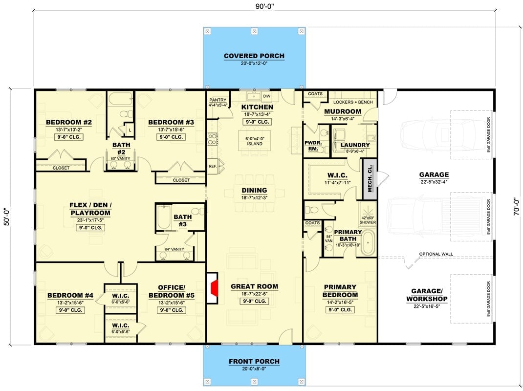 Floor Plan - Hayfield 5-Bedroom Modern Barndominium with Mudroom Designed for Homeowners Who Believe the Mudroom Tells You Everything About a Family