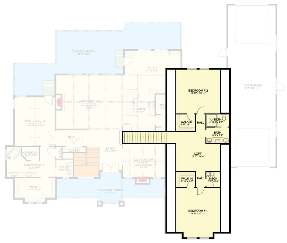 Floor Plan - Second Floor The Hollowfield 3-Bedroom Farmhouse Layout with RV Garage (4,109 Sq. Ft. Floor Plan)