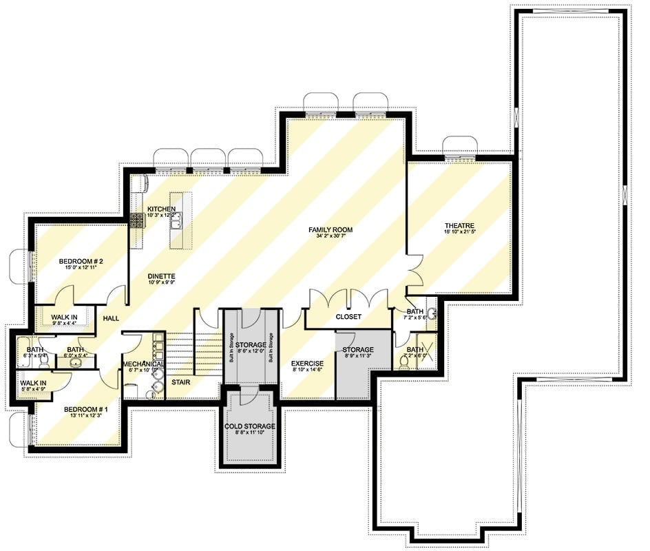 Floor Plan - Basement The Hollowfield 3-Bedroom Farmhouse Layout with RV Garage (4,109 Sq. Ft. Floor Plan)