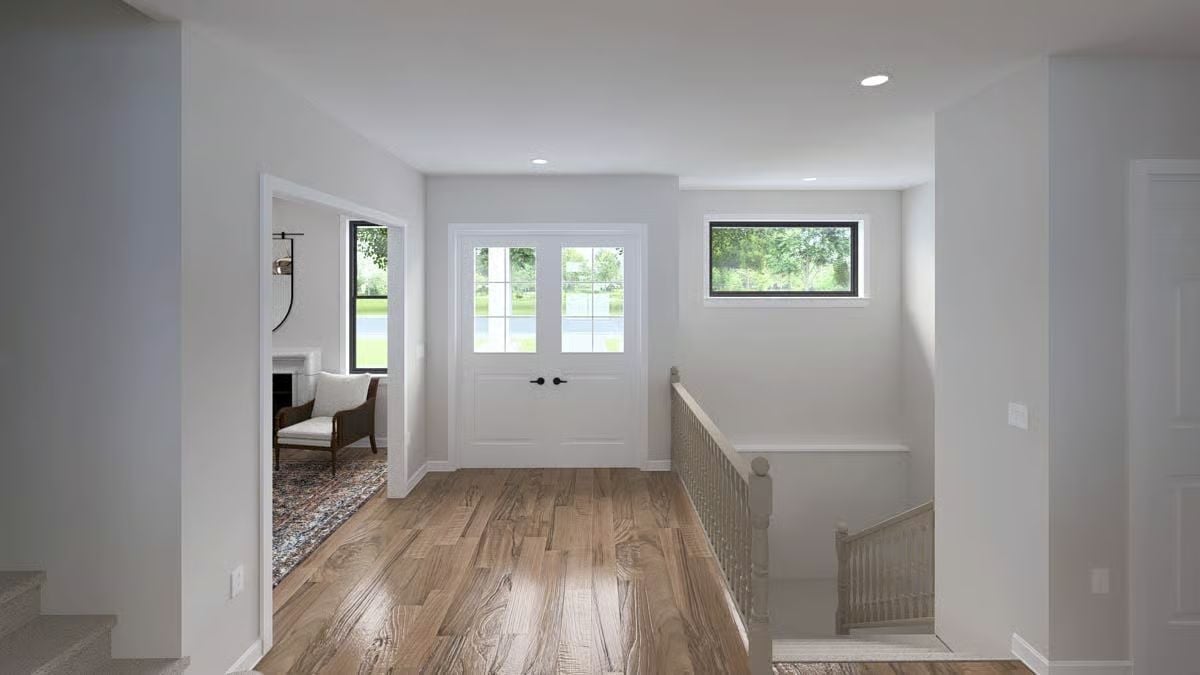 Hardwood Floors and French Doors That Make the Entryway Worth Coming Home To