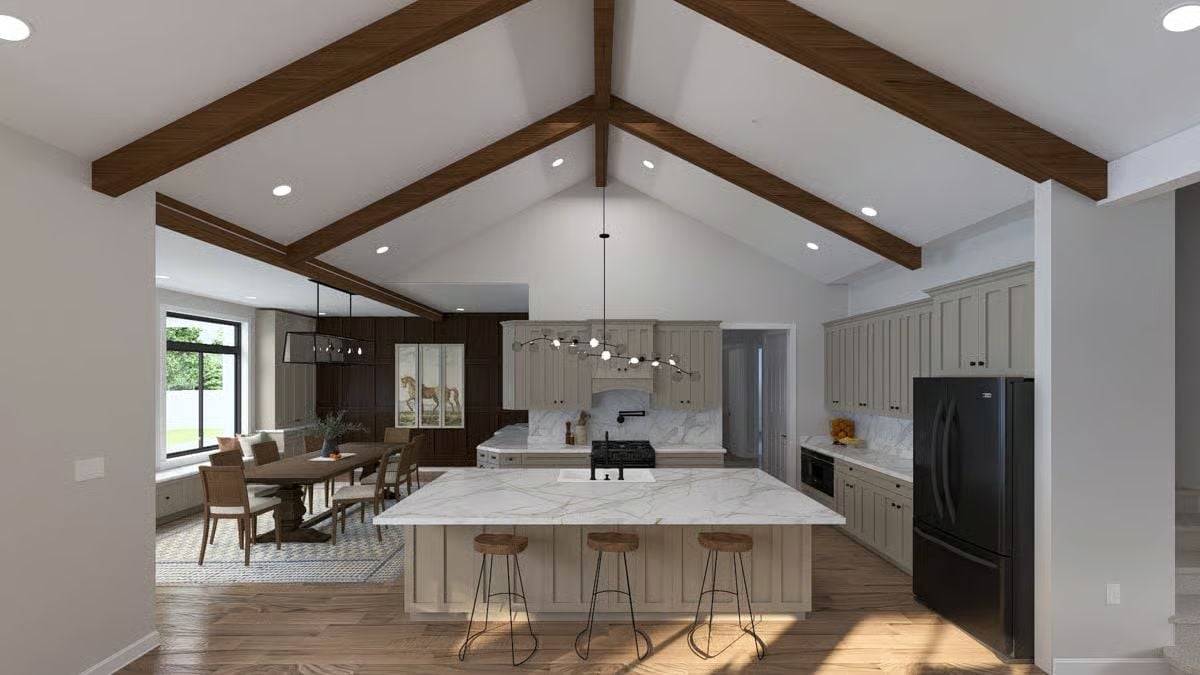 Vaulted Ceilings and a Marble Island That Means Business
