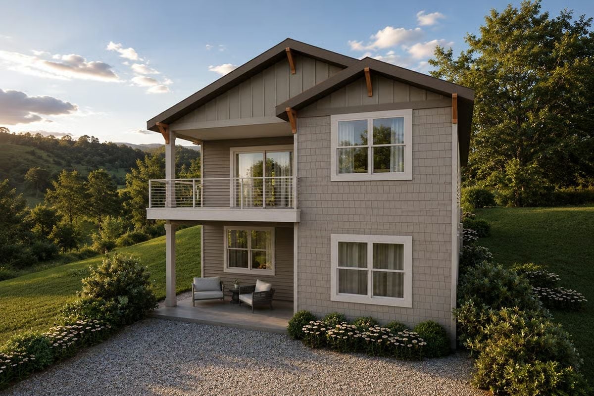 Cedar Brackets and a Hillside View Make the Balcony the Best Seat in the House