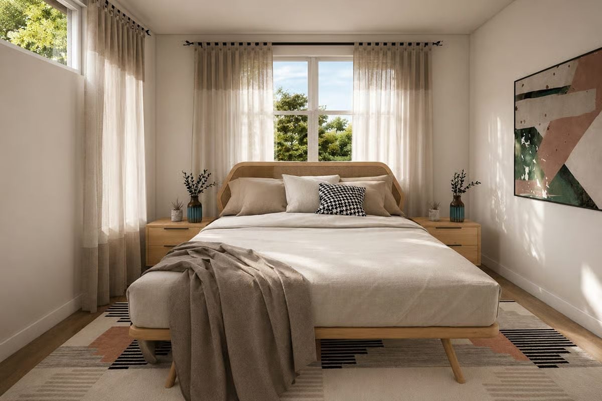 Rattan Headboard, Sheer Curtains, and a Room That Finally Belongs to the Grownups