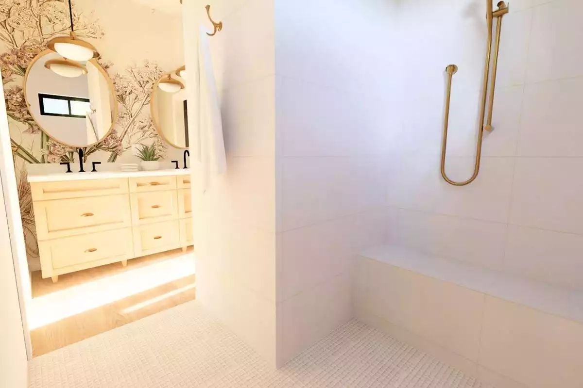 Brass Fixtures and Botanical Wallpaper That Pull the Whole Room Together