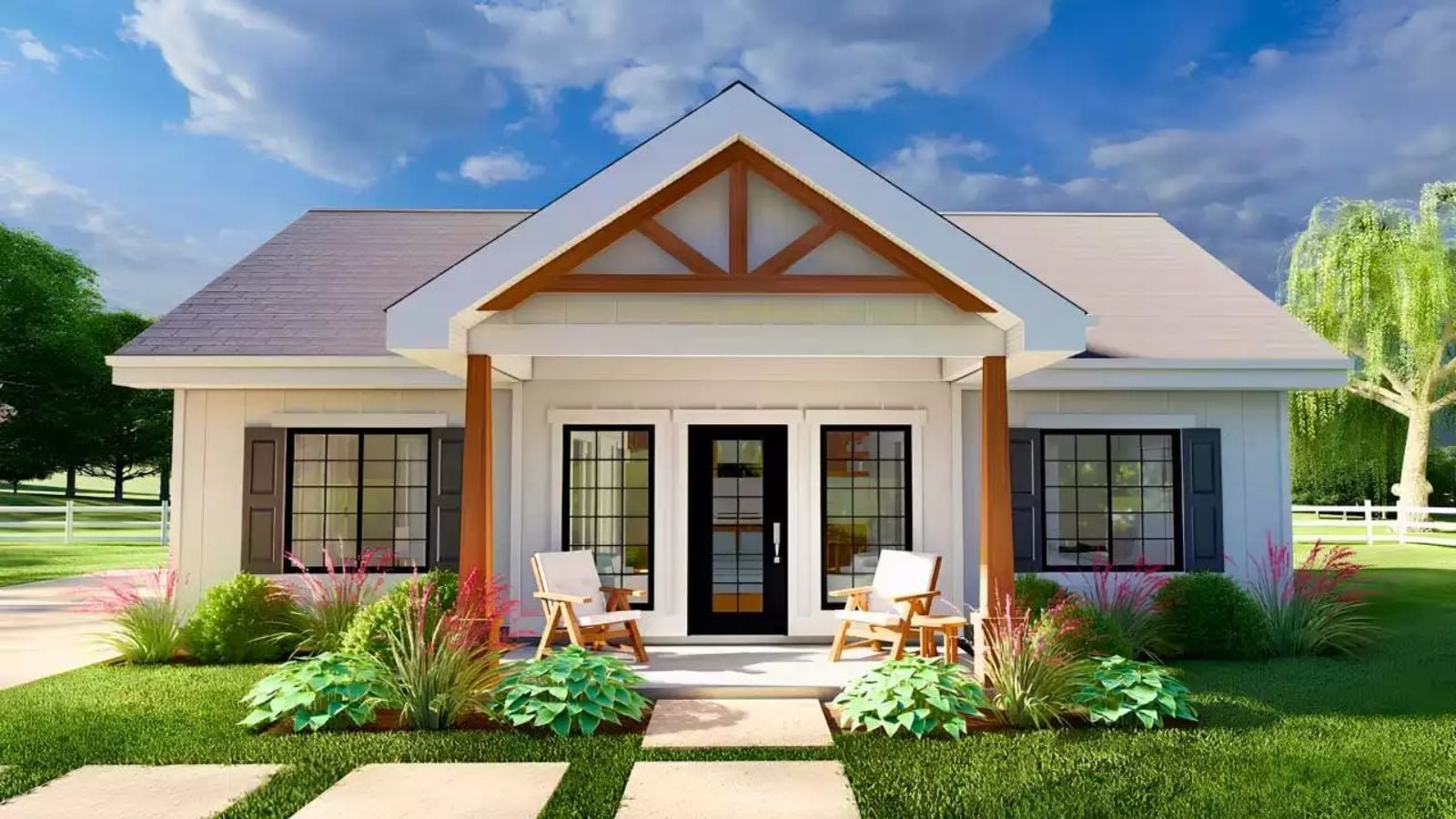 Kingwell 1-Bedroom Cottage with Covered Porch Designed for Couples Who Love a Quiet Morning Coffee More Than Anything (Floor Plan)