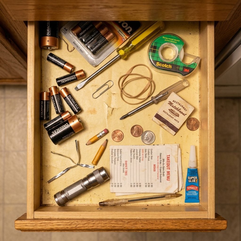 The Kitchen Junk Drawer with Batteries That Might Be Dead and a Screwdriver That Didn't Match Anything