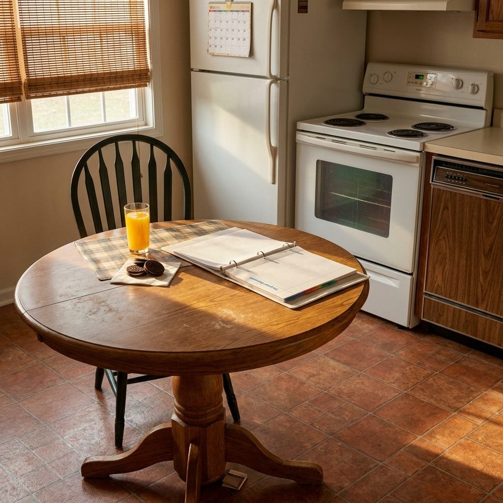 The Kitchen Table with One Wobbly Leg and a Folded Matchbook Under It