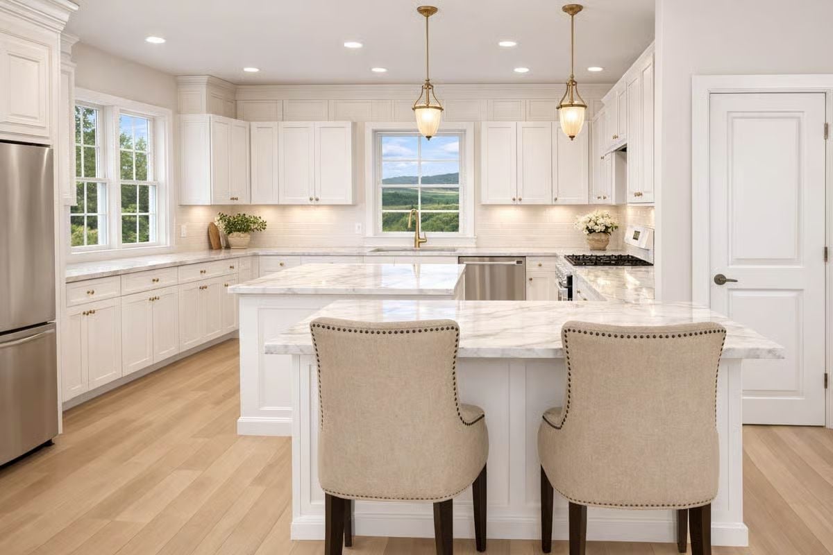 Marble, Brass, and Morning Light Make This Kitchen Worth Waking Up For