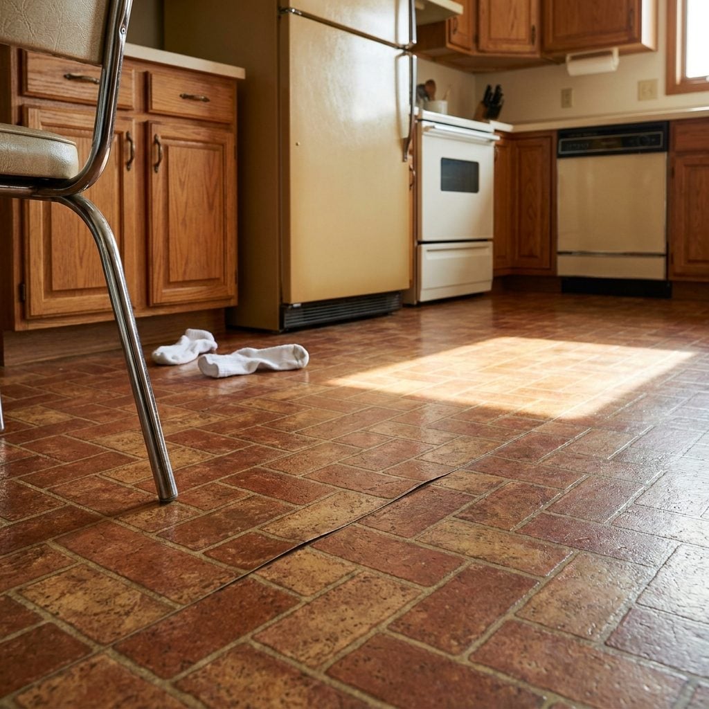 The Linoleum Floor Pattern That Tried to Look Like Brick and Fooled Nobody