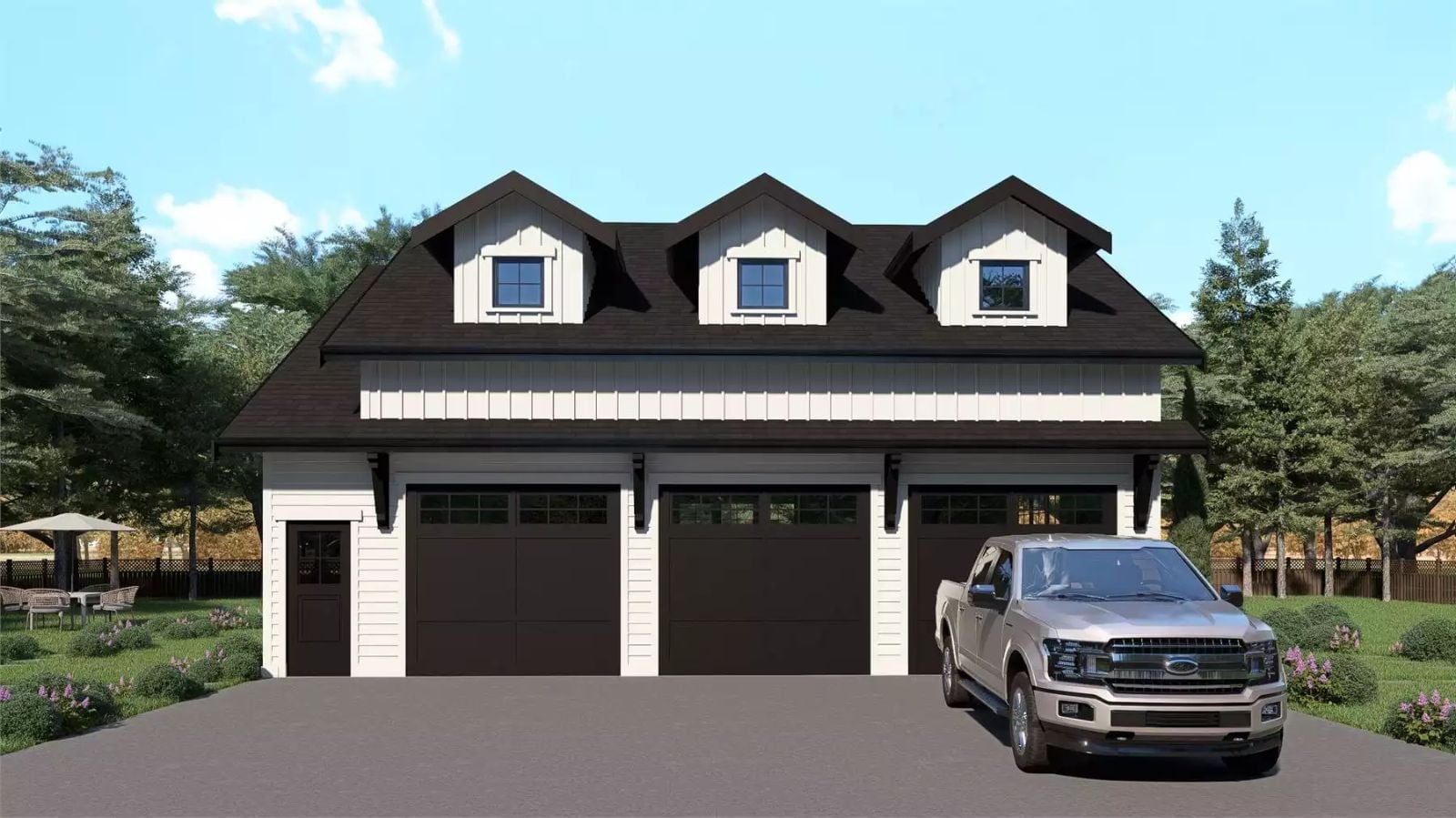 Linvale 1-Bedroom Country Carriage with 3-Car Garage Designed for Couples Who Married Their Best Friend and Their Best Friend's Hobbies (Floor Plan)