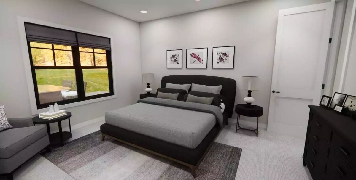 Bedroom That Knows Black Furniture Doesn't Need to Be Loud