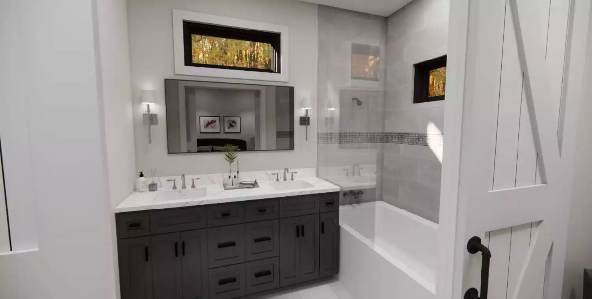 Double Vanity Done Right, With a Soaking Tub That Doesn't Feel Like an Afterthought