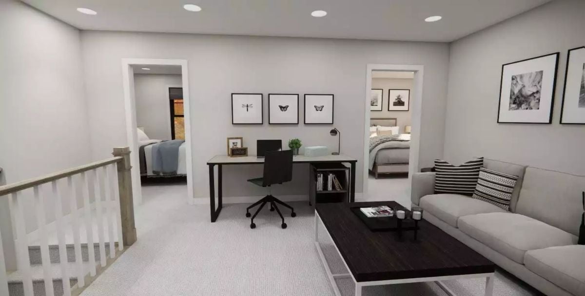 Upstairs Landing That Pulls Triple Duty Without Feeling Crowded