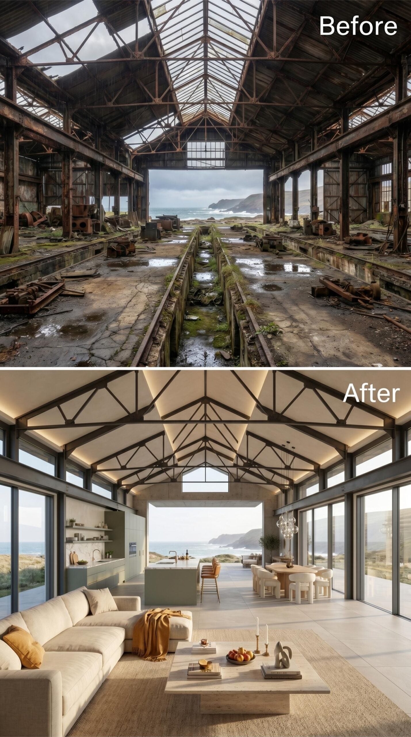Steel Trusses, Warm Panels, and an Ocean View That Does All the Heavy Lifting