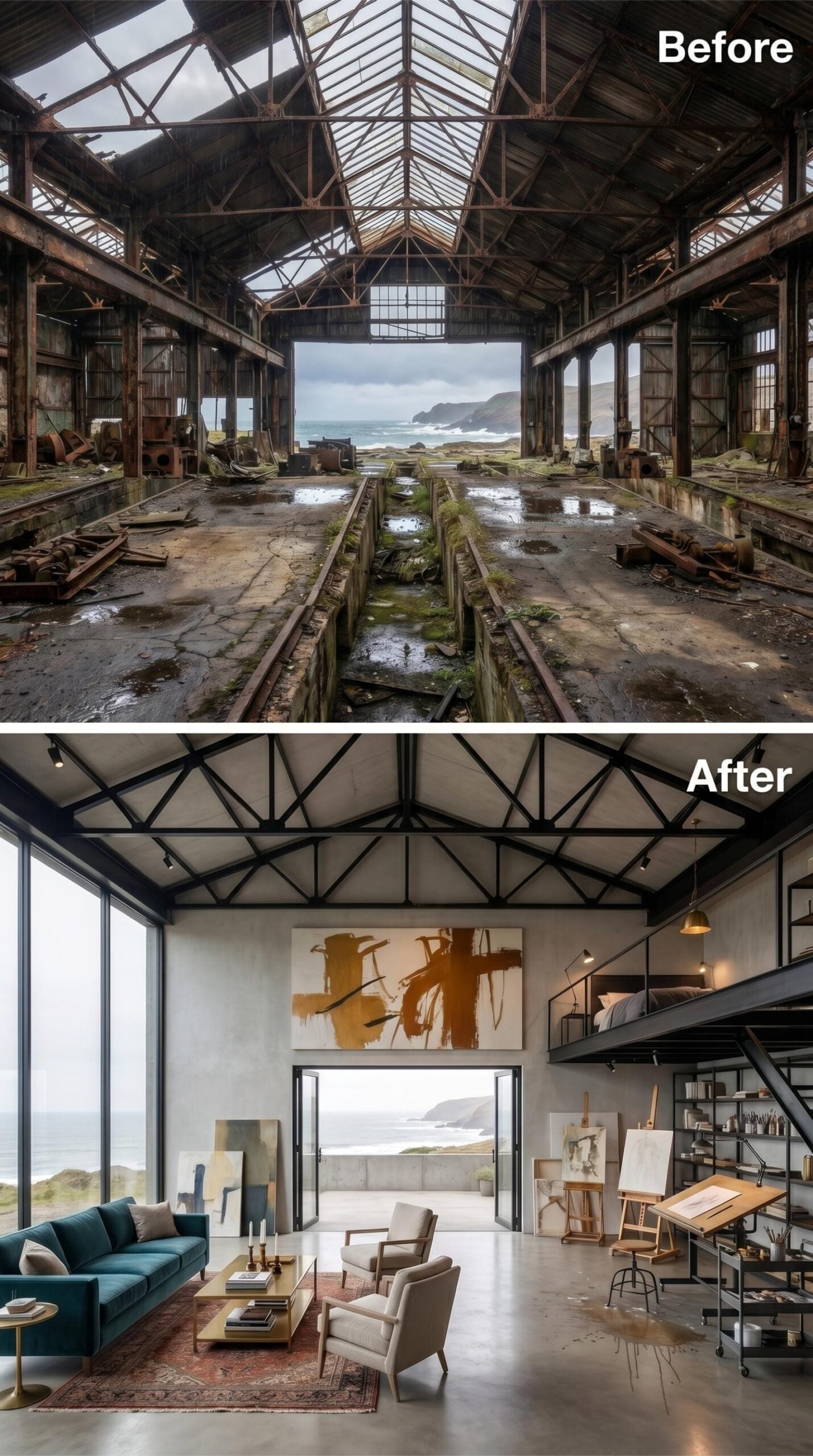 Teal Velvet, Ocean Doors, and an Artist's Mezzanine That Actually Earns the Volume