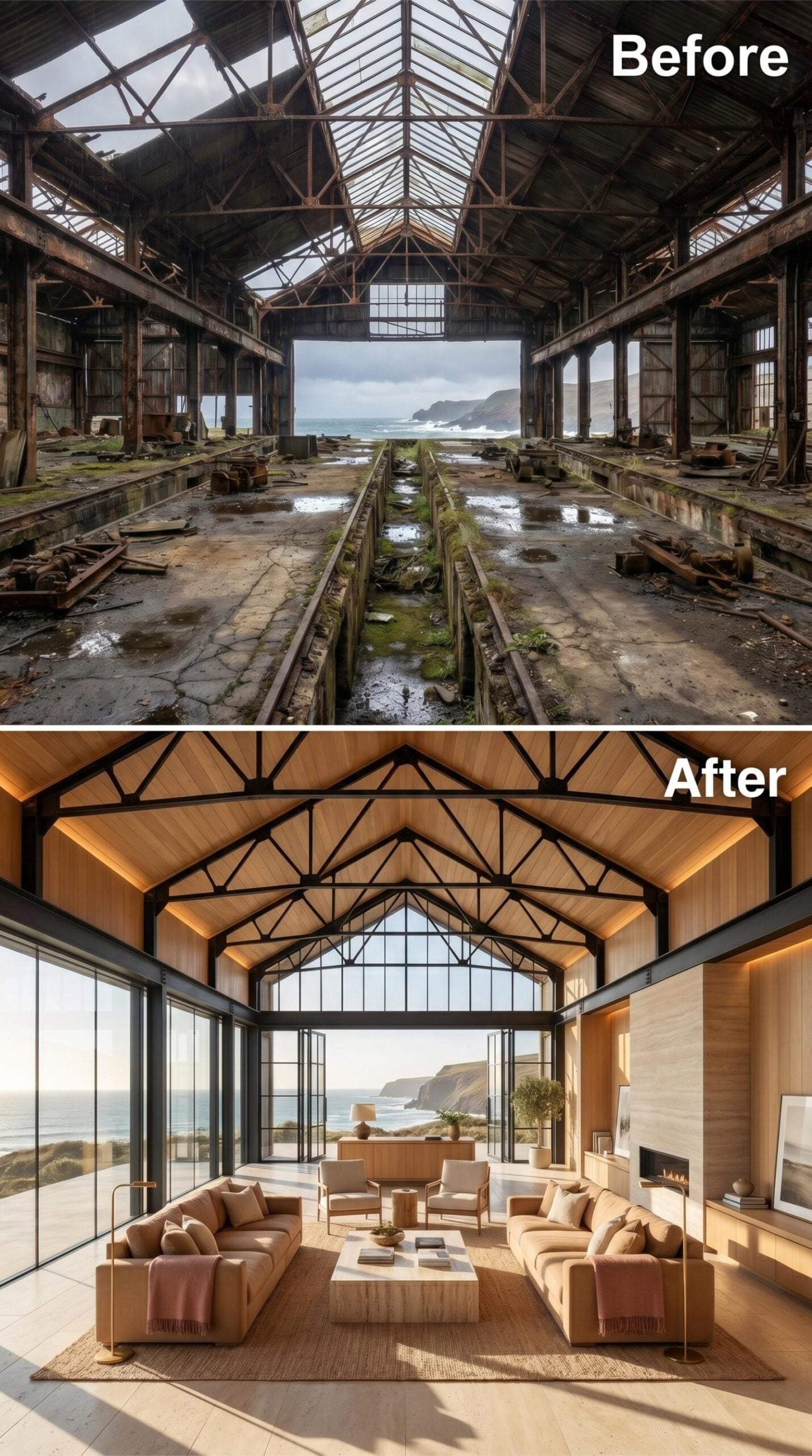 Warm Timber, Black Steel, Ocean Light: Shed Becomes a Coastal Living Room Worth Keeping
