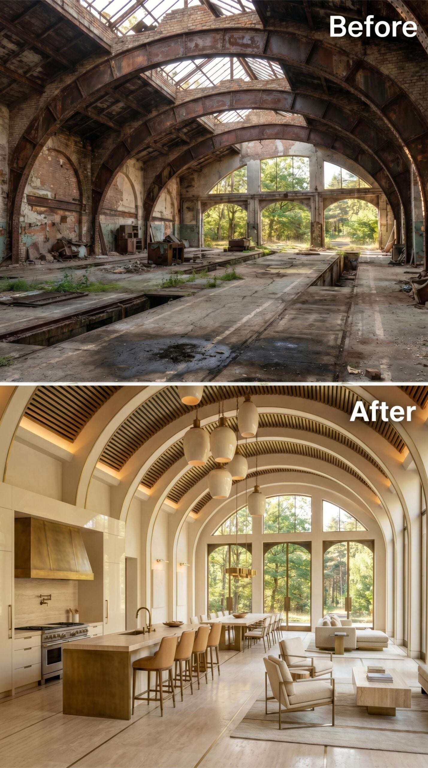 Barrel Vault Bones Get a Second Life in Cream and Warm Oak