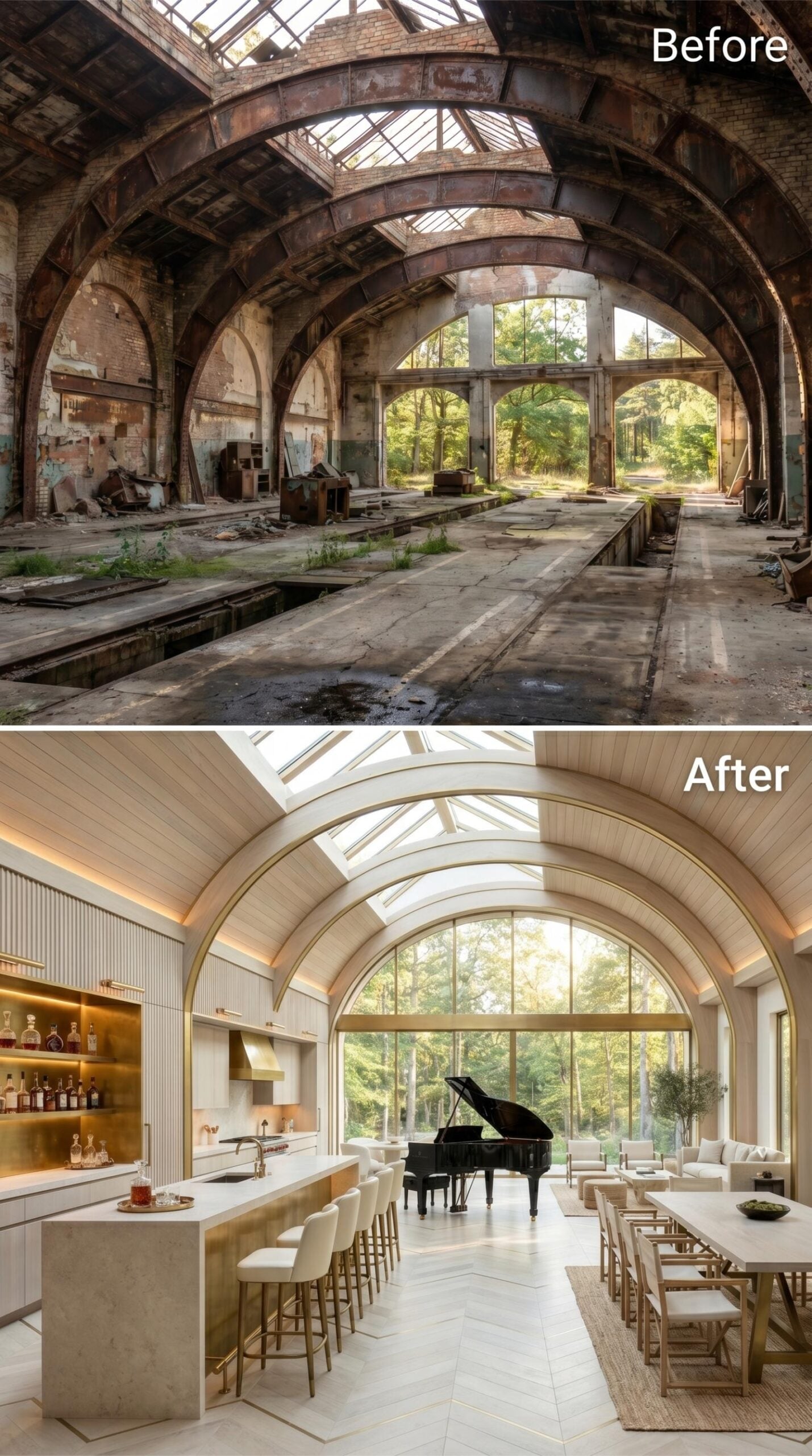Cream Barrel Vaults and a Grand Piano Walk Into a Former Wreck