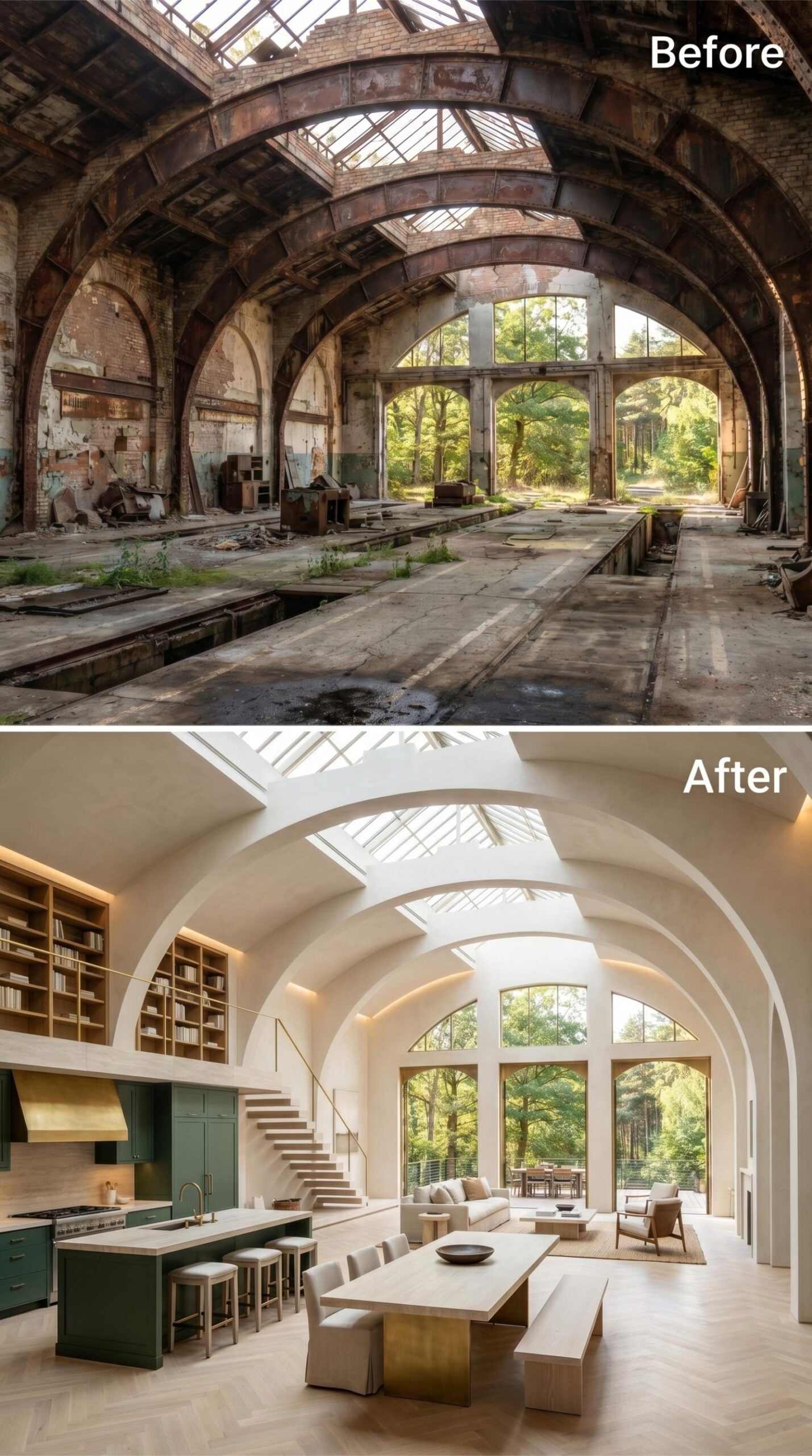 Vaulted Arches Get Plastered White and Handed a Kitchen Worth Cooking In
