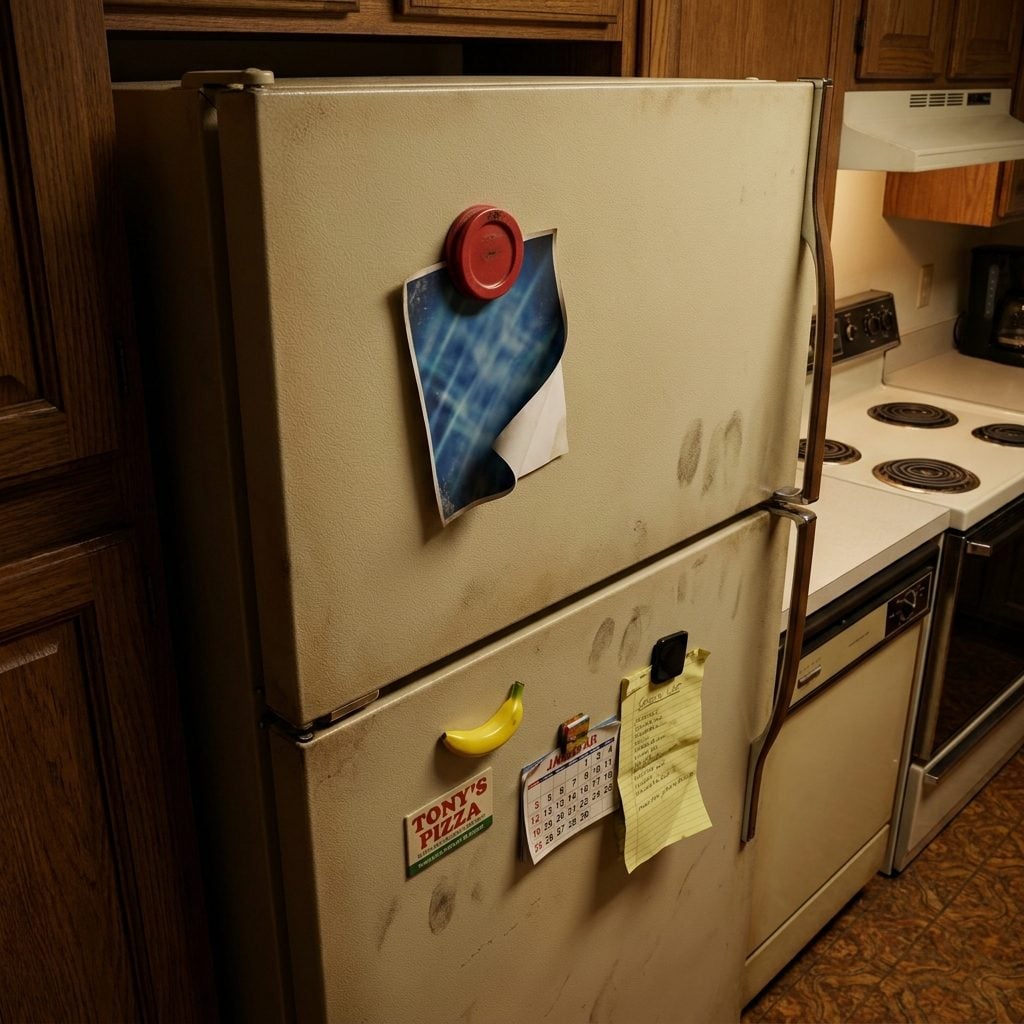 The Magnetic Clip on the Fridge Holding a School Picture from Two Years Ago