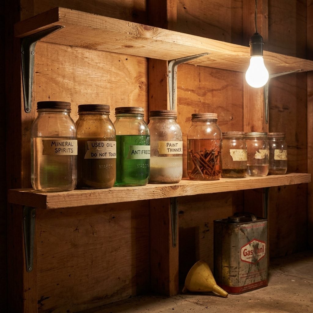 The Mason Jars Lined Up on a Shelf, Each One Holding a Different Mystery Liquid