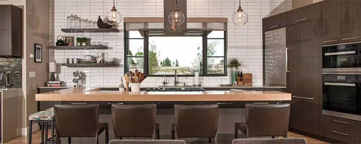 Butcher Block Island With Five Seats Says "Pull Up, Stay a While"