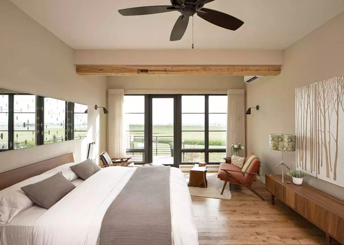 Exposed Beam, French Doors, and a View That Makes Mornings Bearable