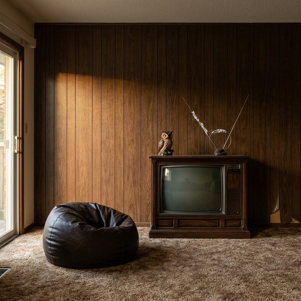 The Paneled Wall Behind the TV That Made Every Room Look Like a Mountain Lodge