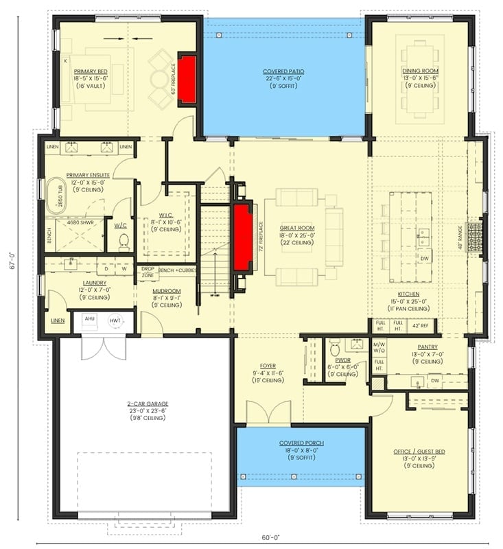 Floor Plan - Main Floor Rowanfield 5-Bedroom Tudor Cottage House Plan with Jack and Jill Bathroom (3,965 Sq. Ft. Floor Plan)