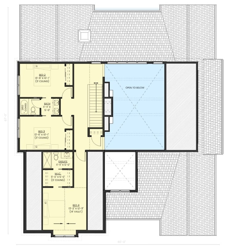 Floor Plan - Second Floor Rowanfield 5-Bedroom Tudor Cottage House Plan with Jack and Jill Bathroom (3,965 Sq. Ft. Floor Plan)